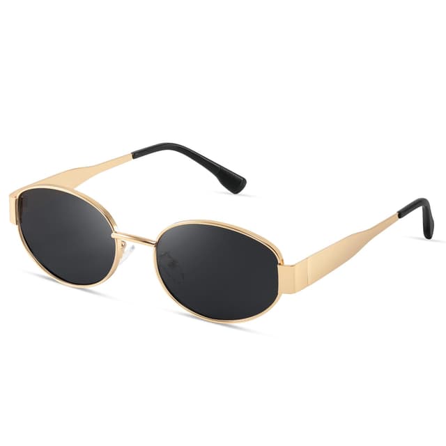 Kunchu Sonnenbrille Damen Polarisiert Unisex Herren Gold Metal Retro Oval Trendy Sonnenbrillen Vintage UV400 Classic Ultraleicht Schutz