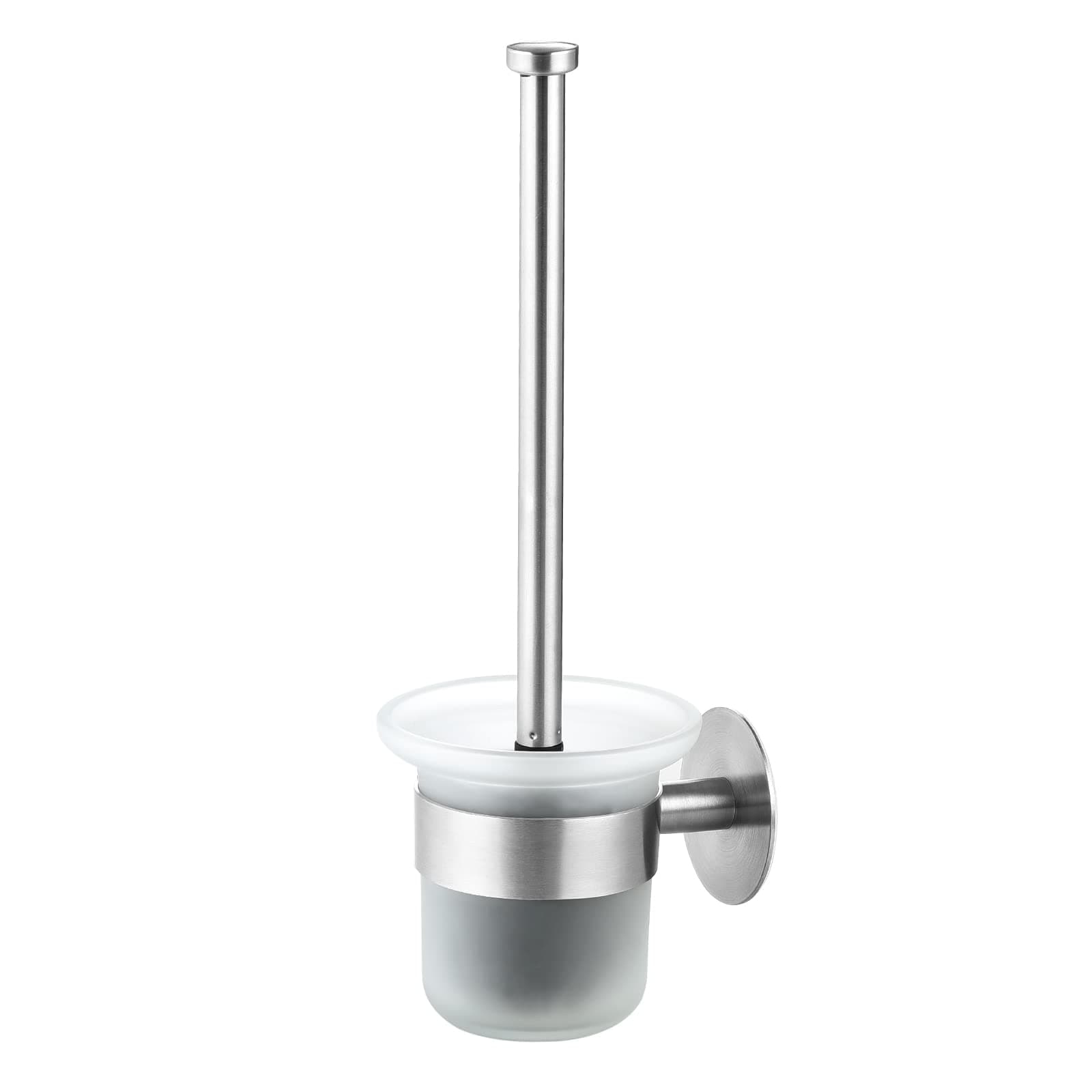 🚽 MaxDoux Klobürste- Toilettenbürste Ohne Bohren Wandmontage WC Bürste mit Halter Edelstahl und Glas Klobürstenhalter WC Garnitur für Bad und WC Silber 🚽