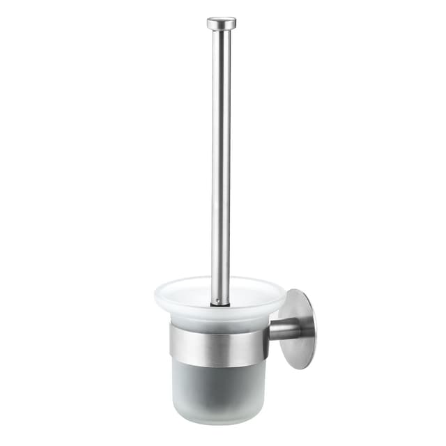 🚽 MaxDoux Klobürste- Toilettenbürste Ohne Bohren Wandmontage WC Bürste mit Halter Edelstahl und Glas Klobürstenhalter WC Garnitur für Bad und WC Silber 🚽