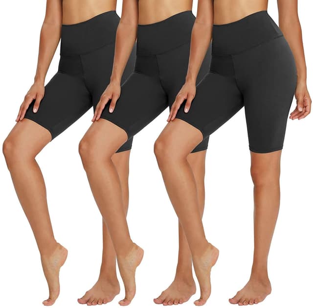 TNNZEET 3er Pack Radlerhose Damen High Waist Shorts Kurze Sporthose Schwarz/Schwarz/Schwarz