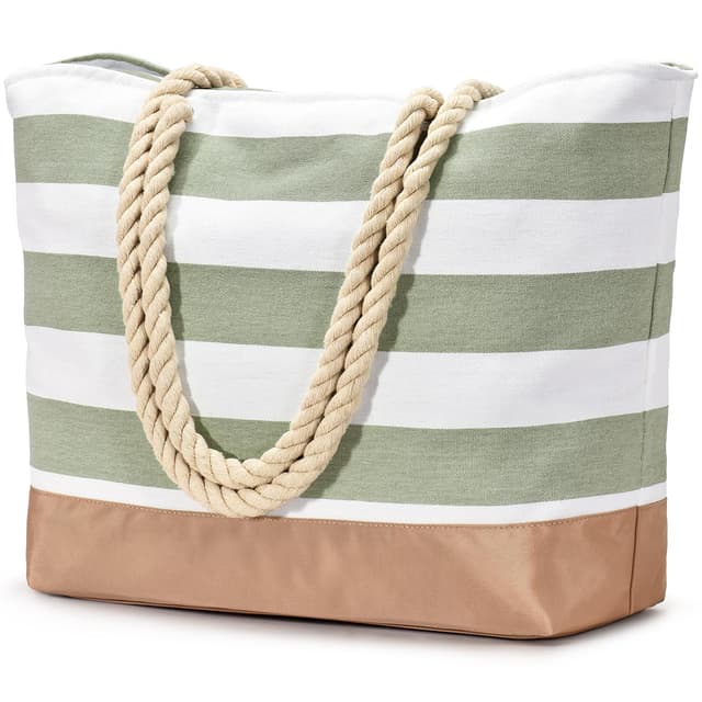 🌊👜 Oscaurt Strandtasche Tote Bag mit Reißverschluss - Große Shopper Tasche in Olivgrün