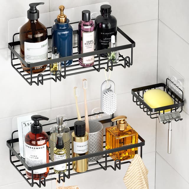 🚿🛁 WELDUN Duschablage Ohne Bohren, 3er Edelstahl Badregal Duschregal Rostfrei