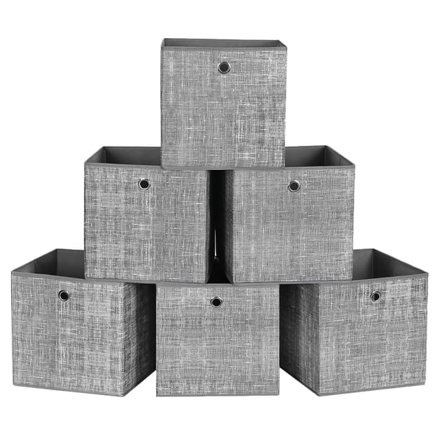 📦 SONGMICS Aufbewahrungsbox, 6er Set, Ordnungsboxen aus Vliesstoff mit Griff, Grau Meliert