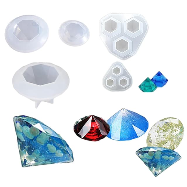 🌟 iSuperb 5 Stück Epoxidharz Formen Diamant Silikonform Gießformen 💎 Diamond Resin Mold für Schmuck Handwerk DIY (5 Silikonform) - Angebot