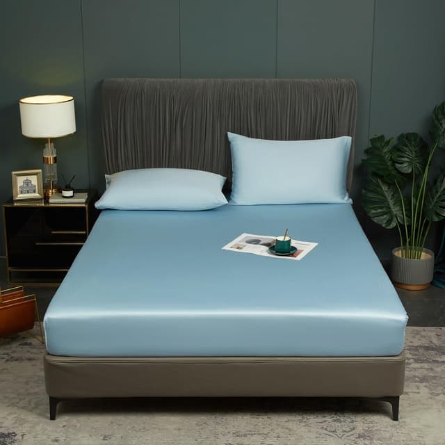 Luofanfei Bambus Lyocell Spannbettlaken 160x200cm Blau Hellblau 🛏️