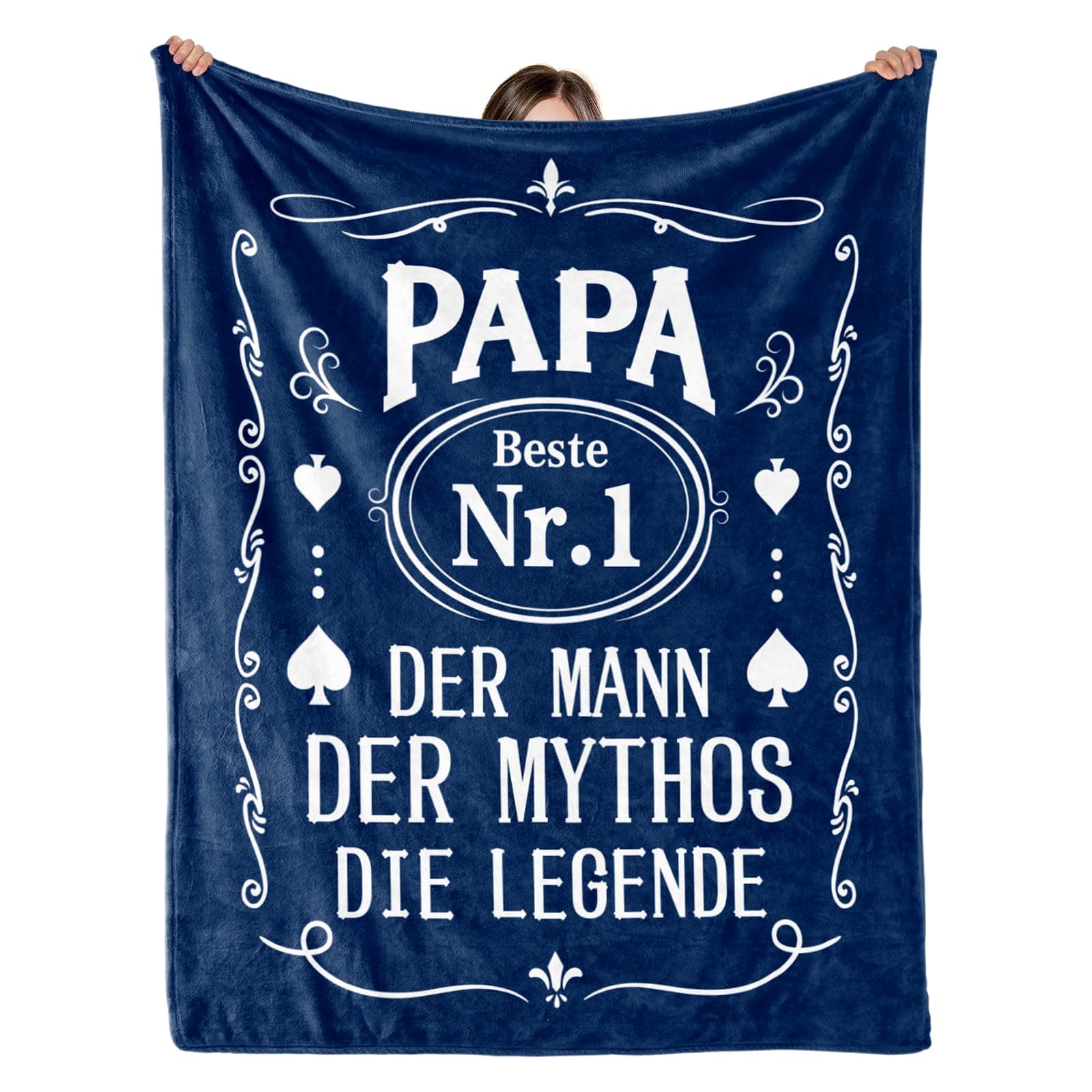 🎁👨‍👧‍👦 Individz Geburtstagsgeschenk Vatertagsgeschenk für Papa - Vater Blau Kuscheldecke 157 * 132cm 🎉🎁