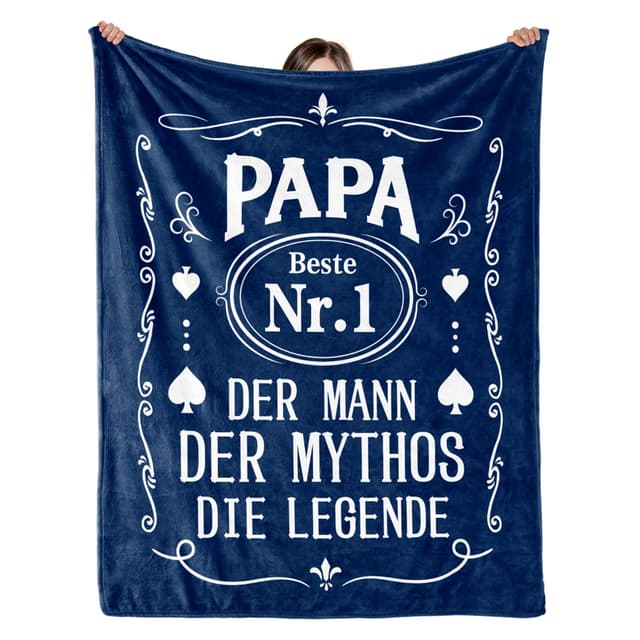 🎁👨‍👧‍👦 Individz Geburtstagsgeschenk Vatertagsgeschenk für Papa - Vater Blau Kuscheldecke 157 * 132cm 🎉🎁