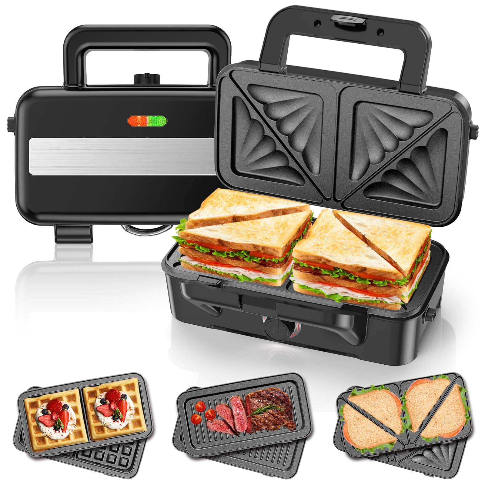 🥪🧇 Sandwichmaker 3 IN 1, 1200W & 5-Gang-Temperaturregelung 🥪🧇