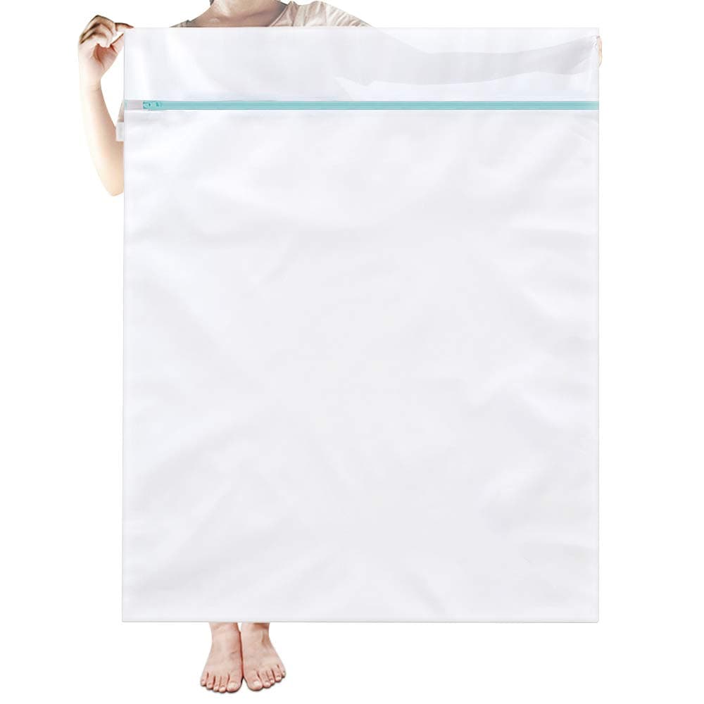 OTraki Wäschesack XXL für Waschmaschine 90x110cm 🧺🌟 Wäschebeutel Wiederverwendbare Feinmaschiges Wäschenetz Extra Groß mit Reißverschluss für Plüschbär Fleecedecke Bettwäsche Gardinen Bettwäsche EINWEG Blau