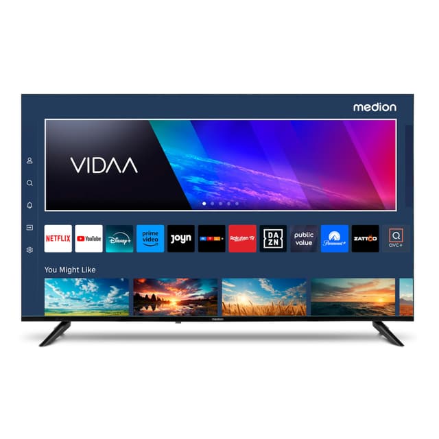 📺 MEDION 108 cm (43 Zoll) Ultra HD Fernseher (Smart-TV, HDR10, VIDAA Store, Prime Video, Disney+, DAZN, Paramount+, HbbTV, PVR, Bluetooth, MD 843200) 43 Zoll | Modell 2025