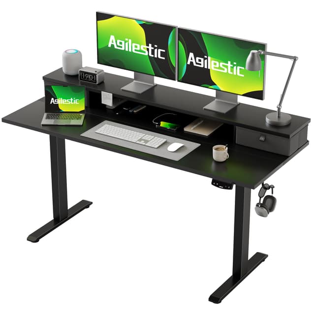 🌟 Super Angebot: Agilestic Höhenverstellbarer Schreibtisch mit 2 Schubladen