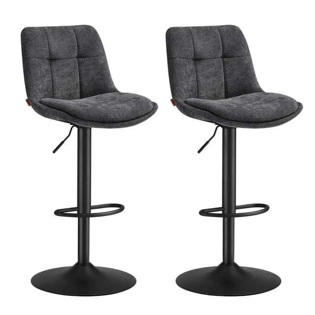 VASAGLE Barhocker 2er Set, Barstühle höhenverstellbar, drehbare Küchenhocker, schiefergrau LJB195G02