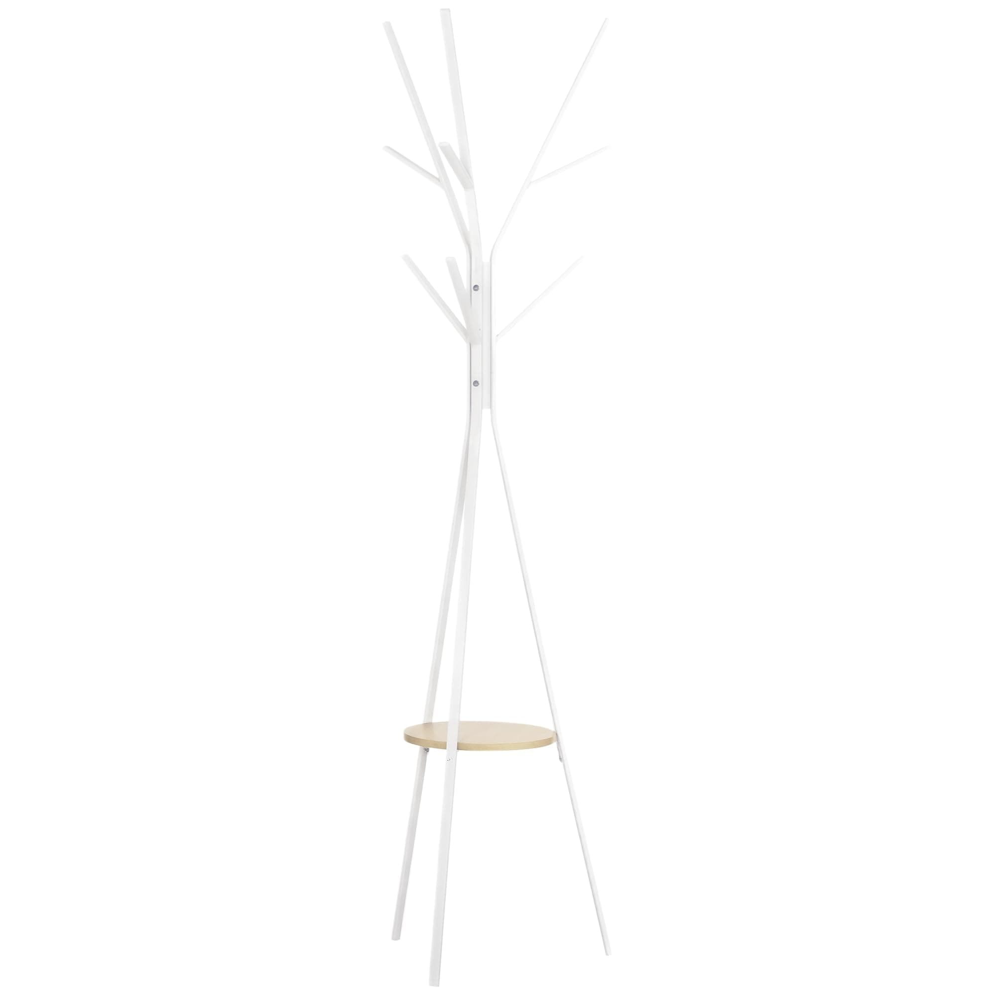 🌟 HOMCOM Garderobenständer, Kleiderständer mit 8 Haken, Garderobe mit Ablage 🧥👜