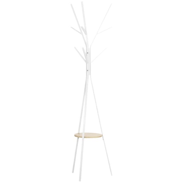 🌟 HOMCOM Garderobenständer, Kleiderständer mit 8 Haken, Garderobe mit Ablage 🧥👜