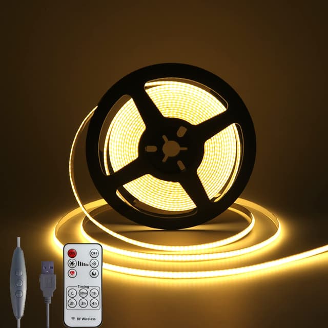 🌟 Wisada COB LED Streifen 1m, Dimmbar USB 5V 320LEDs/m
