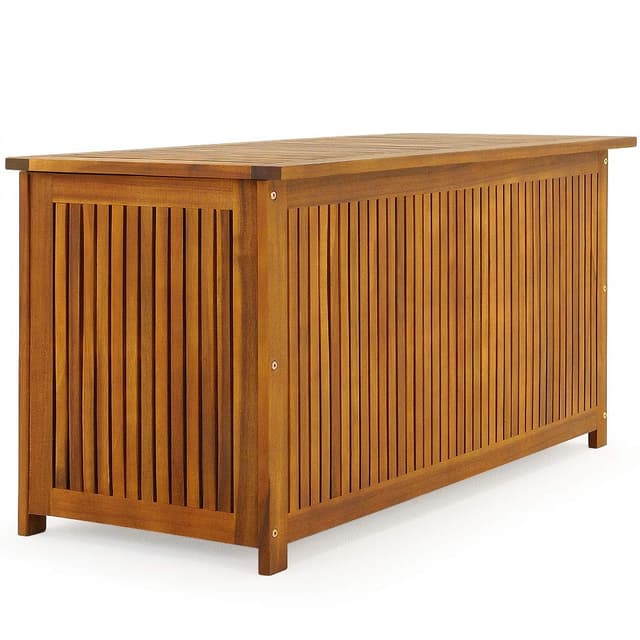 🌿 Casaria® Gartenbox Holz Akazie 205L Deckel 160kg Belastbarkeit 🌧️ Wetterfest Auflagenbox Aufbewahrungsbox Garten Balkon Wintergarten Sitztruhe 115x50cm