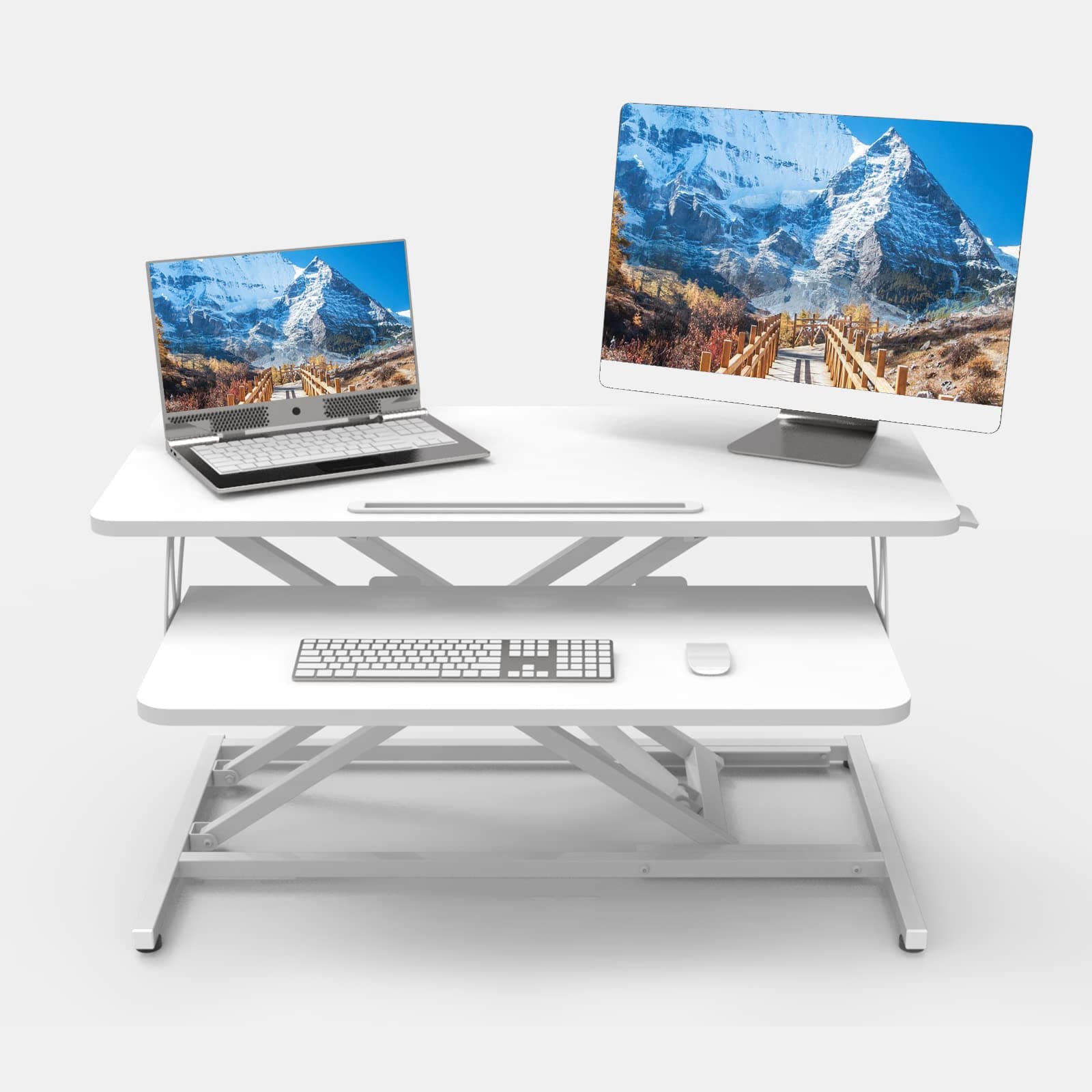 ERGOMAKER Steh-Sitz Schreibtischaufsatz Höhenverstellbar 32"/80cm Weiß 🌟