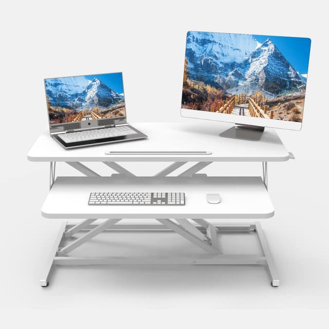 ERGOMAKER Steh-Sitz Schreibtischaufsatz Höhenverstellbar 32"/80cm Weiß 🌟