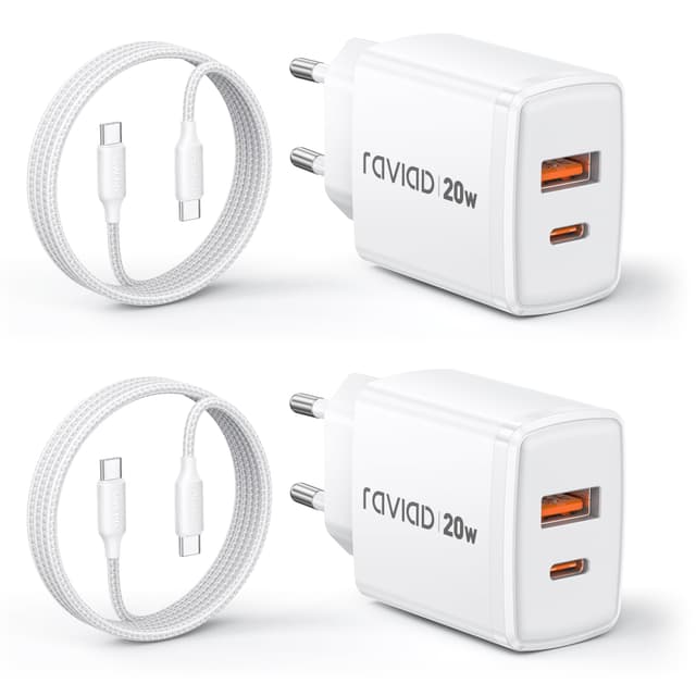 RAVIAD 20W USB C Ladegerät 2-Pack mit 2M Kabel 📱🔌🔋