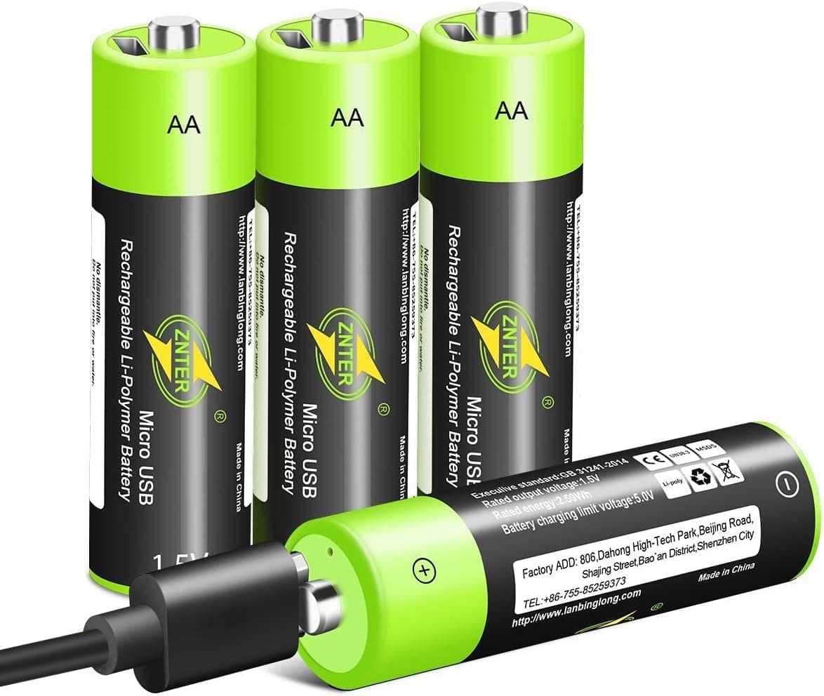 🔋🔋🔋 4 Stück AA Akku, Wiederaufladbare Micro USB Doppel A Lithium Batterien - 1,5V, 1700mAh