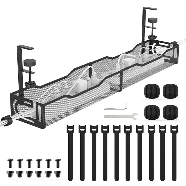 Unter Schreibtisch Kabel Management Tray Schwarz - Kabel Organizer für Zuhause und Büro 🖱️💡
