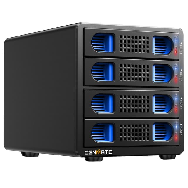 4 Schacht Festplattengehäuse mit Lüfter für 2.5/3.5“ SATA HDD/SSD