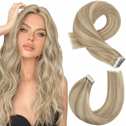 Moresoo Tape Extensions Blond Haarverlängerung 20 Stück 50g/Pack