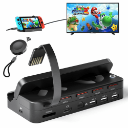 Alxum Switch Dock mit Wireless Remote Modell Game Switcher für Nintendo Switch/OLED