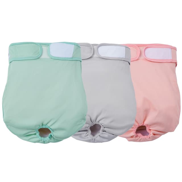 🐾Avont 3 Stück Wiederverwendbare Hundewindeln, Hochsaugfähige Damenbinden -Rosa/Mint/Grau XL