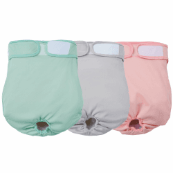 🐾Avont 3 Stück Wiederverwendbare Hundewindeln, Hochsaugfähige Damenbinden -Rosa/Mint/Grau XL