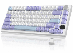 YINDIAO Ajazz AK820PRO Mechanische Tastatur mit TFT Smart Display & Knopf (Lila)