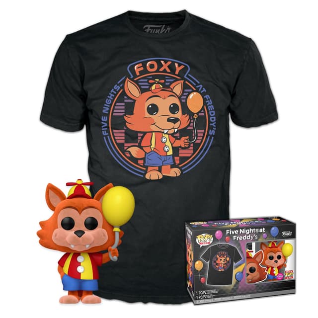 🎁 Funko Pop! & Tee: Five Nights at Freddy's (FNAF) - Balloon Foxy - Beflockt - Large - (L) - T-Shirt 🎮👕