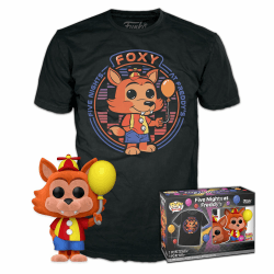 🎁 Funko Pop! & Tee: Five Nights at Freddy's (FNAF) - Balloon Foxy - Beflockt - Large - (L) - T-Shirt 🎮👕