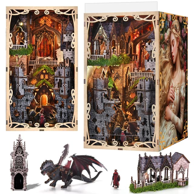 MiniCity Book Nook Kit: DIY Miniatur Puppenhaus Bücherecke Kit-Sleeping Beauty 📚✨
