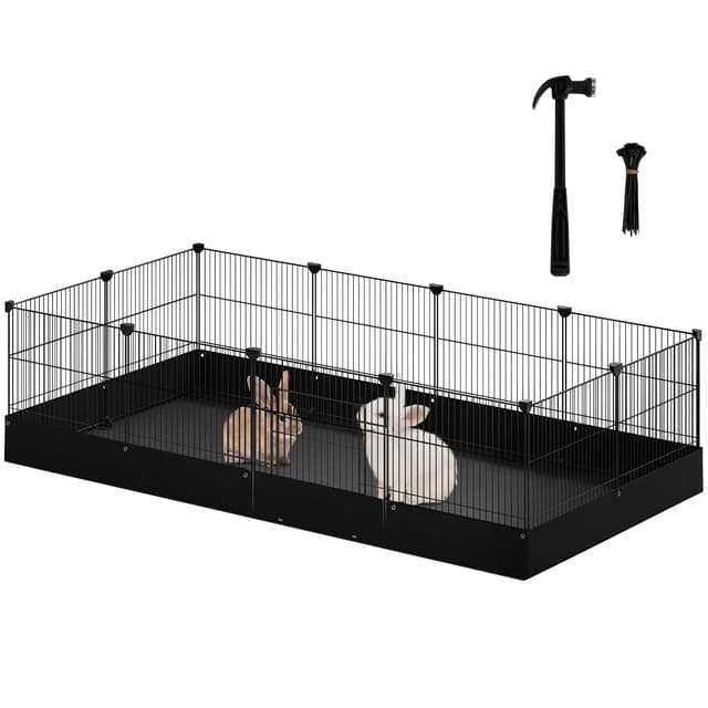 🐇🐾 EUGAD Freigehege für Kaninchen | DIY-Kleintiergehege 140x37x71 cm 🐾🐰