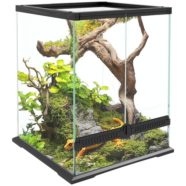 🦎 PawHut Terrarium für Reptilien 🐍 120L Glasterrarium Schwarz 45x45x60cm