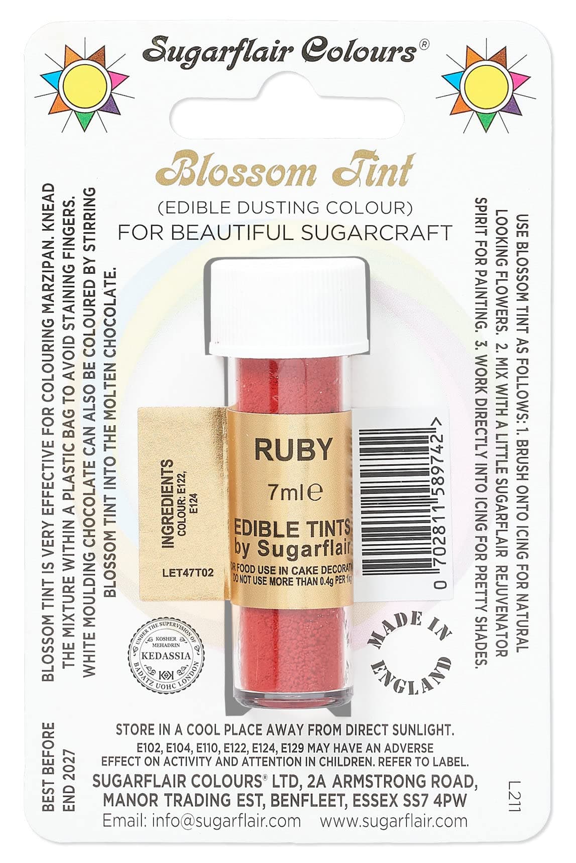 Sugarflair Blossom Tint Dusting Lebensmittelfarbe Pulver Ruby