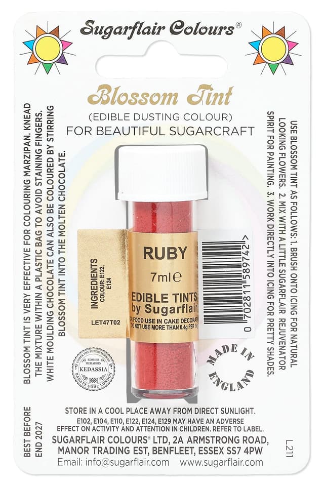 Sugarflair Blossom Tint Dusting Lebensmittelfarbe Pulver Ruby