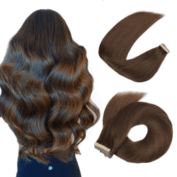 HotLulana Dunkel Braun Echthaar Tape Extensions 14zoll/35cm 40g Remy 100%