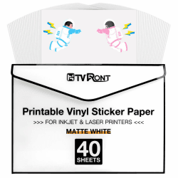 🎨 HTVRONT Bedruckbares Vinyl für Tintenstrahldrucker & Laserdrucker – 40 Blatt