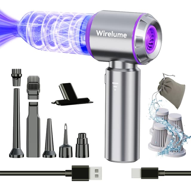 👉 Wirelume Handstaubsauger Akku Auto kabellos 4 in 1 Autostaubsauger klein 22,000 Pa Starke Zyklon-Saugleistung Stark 3-Gang tragbar wiederaufladbar leicht für Tierhaare, Fahrzeuge Lila