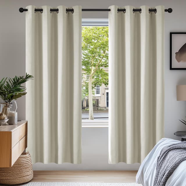 Deconovo Blickdichte Verdunkelungsvorhänge 🌙 2er Set Creme 175x140cm