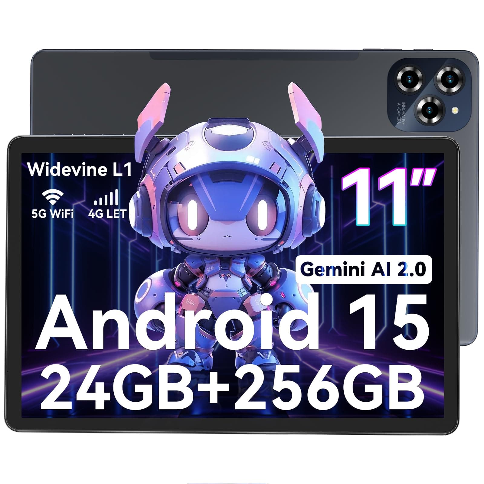 📱 TABWEE Tablet Android 15 mit Gemini AI, 24GB RAM & 256GB ROM (Erweiterbar auf 2TB), Gaming Tablet 11 Zoll Display