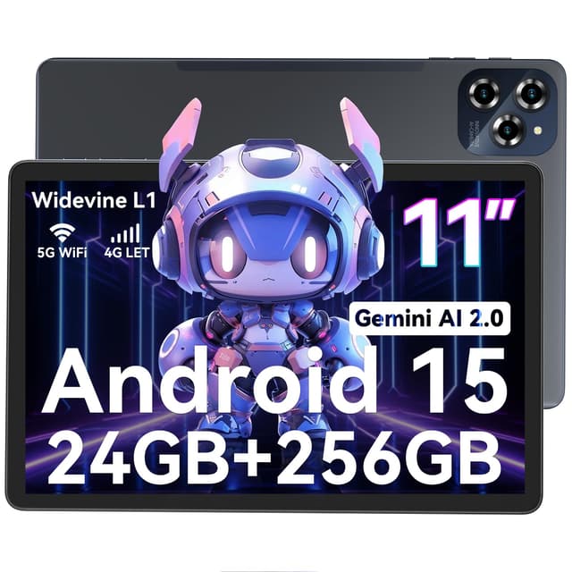 📱 TABWEE Tablet Android 15 mit Gemini AI, 24GB RAM & 256GB ROM (Erweiterbar auf 2TB), Gaming Tablet 11 Zoll Display