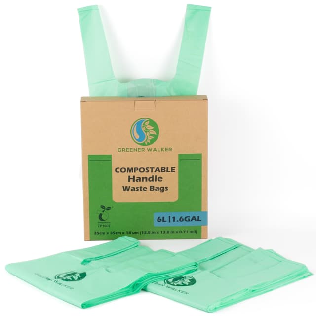 🌿🌍 DEAL: GREENER WALKER 6L Kompostierbare Müllbeutel mit Henkeln 150 Beutel