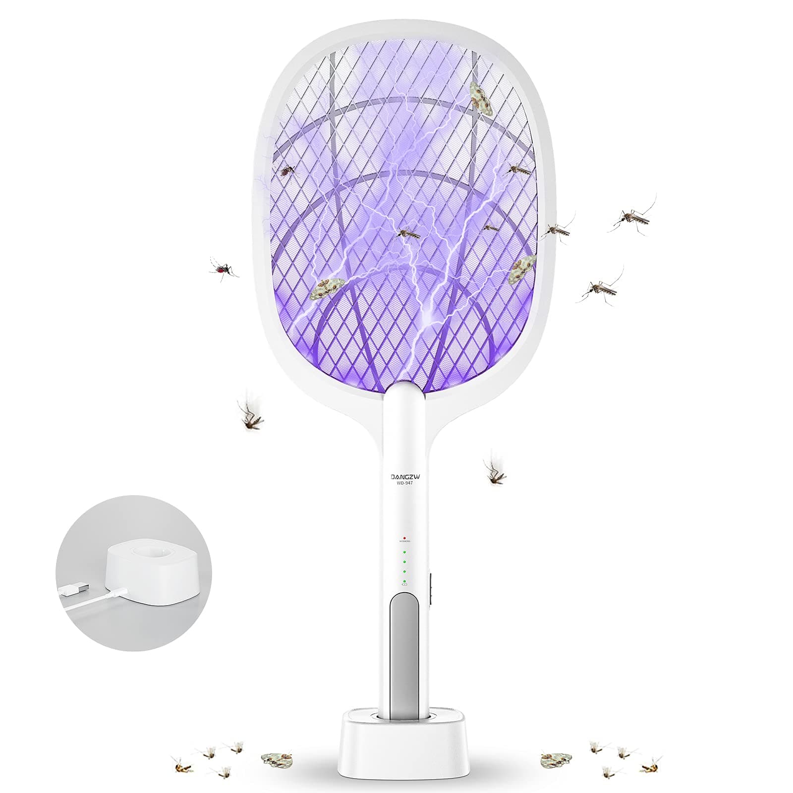 🦟🔋⚡️ DANGZW Elektrische Fliegenklatsche: 4000V 2-in-1 Mückenklatsche mit LED-Licht