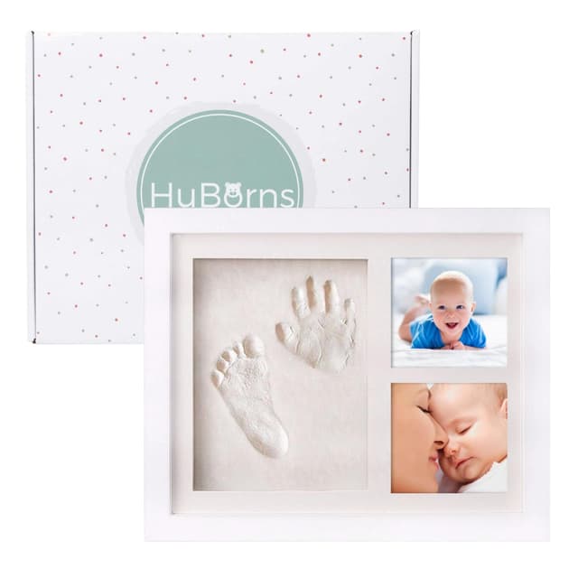 HuBorns - Bilderrahmen Fußabdruck Baby und Anti-Riss-Ton