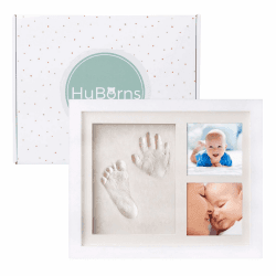 HuBorns - Bilderrahmen Fußabdruck Baby und Anti-Riss-Ton