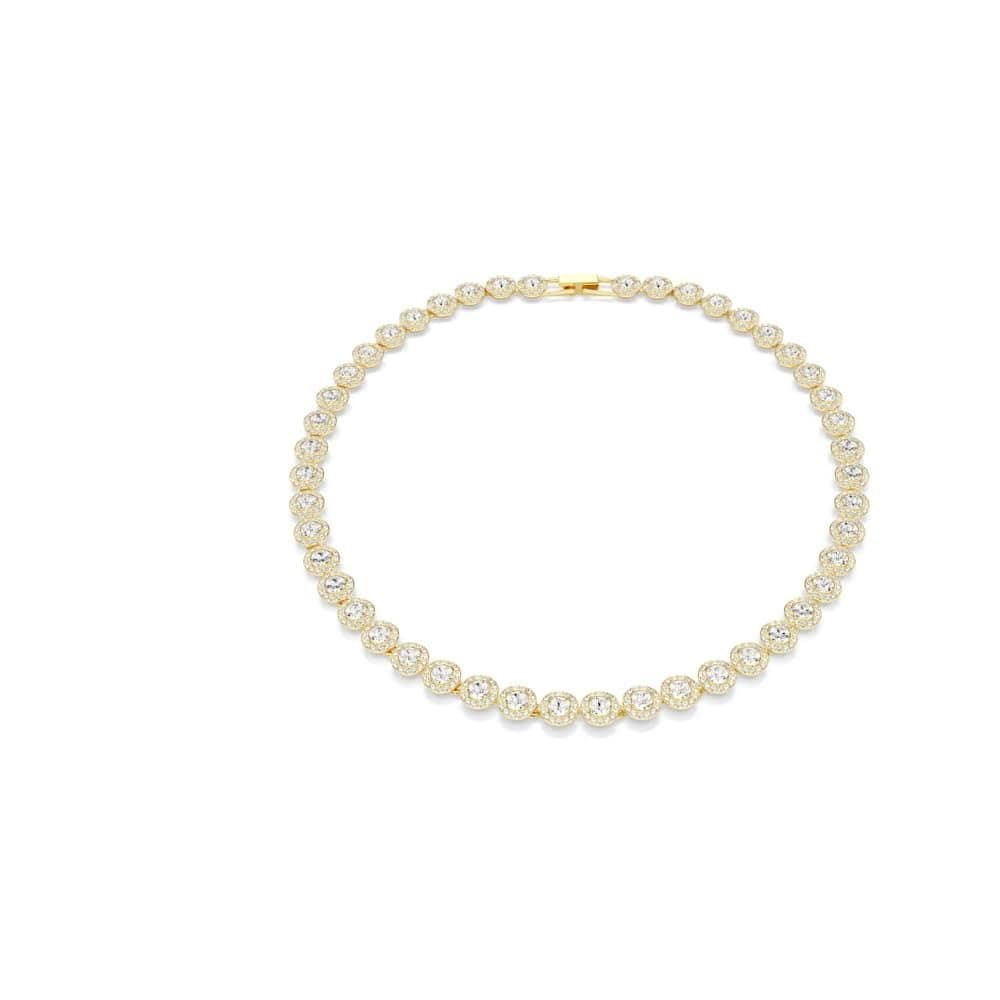 Swarovski Una Angelic Tennis Halskette ✨ - Rundschliff, Weiß, Goldlegierungsschicht