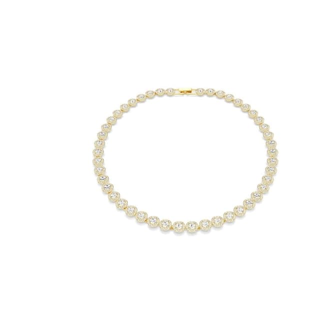 Swarovski Una Angelic Tennis Halskette ✨ - Rundschliff, Weiß, Goldlegierungsschicht